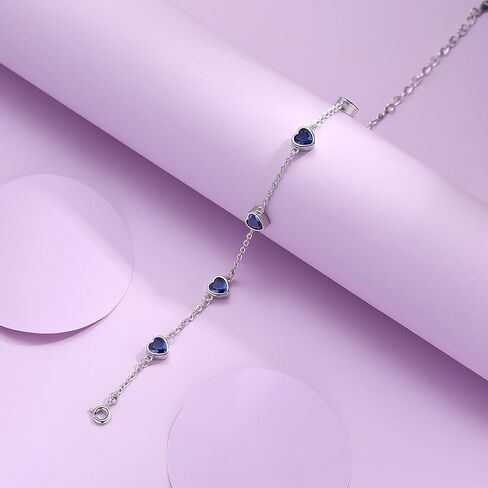 EVERU أساور الياقوت للنساء 925 الفضة الاسترليني أساور جوهرة للنساء الأزرق الداكن مجوهرات القلب ربط سوار هدية عيد ميلاد للنساء الفتيات in Kuwait