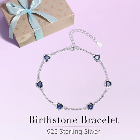 EVERU أساور الياقوت للنساء 925 الفضة الاسترليني أساور جوهرة للنساء الأزرق الداكن مجوهرات القلب ربط سوار هدية عيد ميلاد للنساء الفتيات in Kuwait