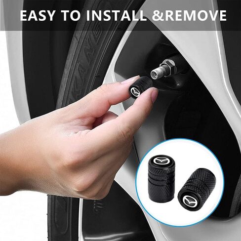 AYATANA معدن السيارات الإطارات صمام الجذعية متوافق مع مازدا 3 6 8 مياتا MX-5 CX-3 CX-5 CX-7 CX-9 اكسسوارات تقليم 4 قطع أسود in Kuwait