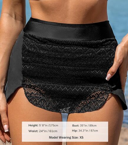 CUPSHE Women's Bikini Skirt Bathing Suit Bottom High Waisted Swimwear Lace Cutouts in Saudi Arabia