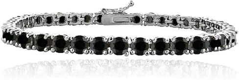 سوار التنس المستدير من الفضة الإسترليني والياقوت الأسود مقاس 4 مم in Kuwait