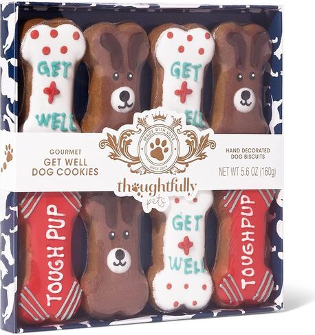 Thoughtfully Pets, Get Well Dog Cookies Gift Set, Crunchy Dog Treats Includes Colorfully Hand Decorated Get Well Themed Dog Biscuits to Brighten Their Day, Pack of 8 in Kuwait