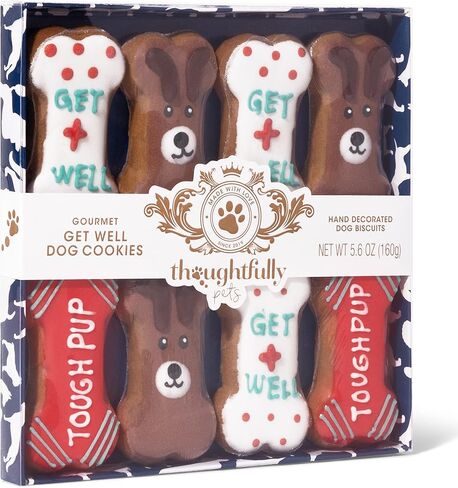 Thoughtfully Pets, Get Well Dog Cookies Gift Set, Crunchy Dog Treats Includes Colorfully Hand Decorated Get Well Themed Dog Biscuits to Brighten Their Day, Pack of 8 in Kuwait