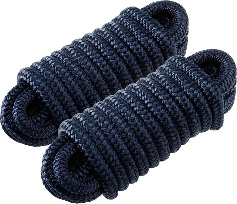 Amarine Made Dock Lines, Double Braided Nylon Dock Lines 4840 lbs Breaking Strength (L:25 ft. D:1/2 inch Eyelet: 12 inch) 2 Pack of Marine Mooring Rope Boat Dock Lines Working Load Limit:968 lbs in Saudi Arabia