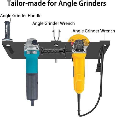 Angle Grinder Holder,2&3 Bay Angle Grinder Stand Power Angle Grinder Storage Rack with Cord Hanger and Hooks,Garage Wall mount Bracket for Cutters Polishers (2 Bay) in Saudi Arabia