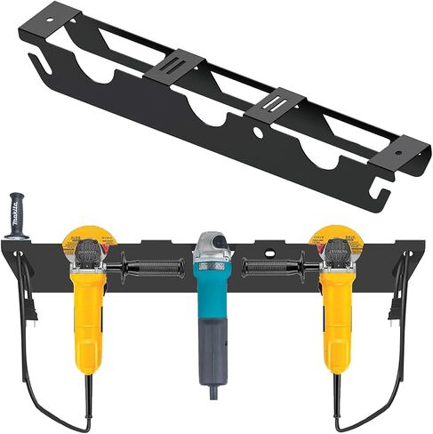 Angle Grinder Holder,2&3 Bay Angle Grinder Stand Power Angle Grinder Storage Rack with Cord Hanger and Hooks,Garage Wall mount Bracket for Cutters Polishers (2 Bay) in Saudi Arabia
