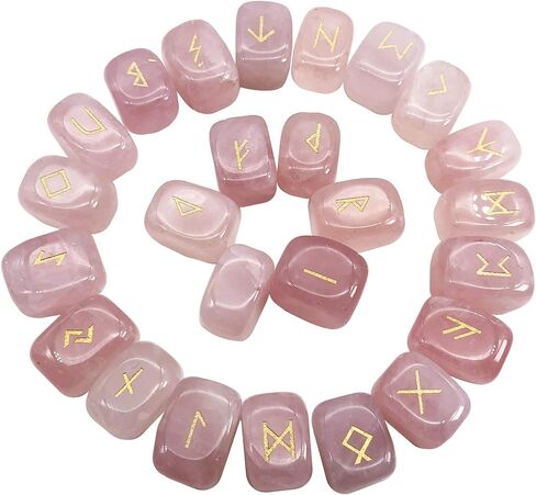 Natural Amethyst Futhark Viking Rune Stone Set, Engraved Letter Norse Witchcraft Healing Crystal Reiki Gemstones Irregular Shaped, 25Pcs in Kuwait