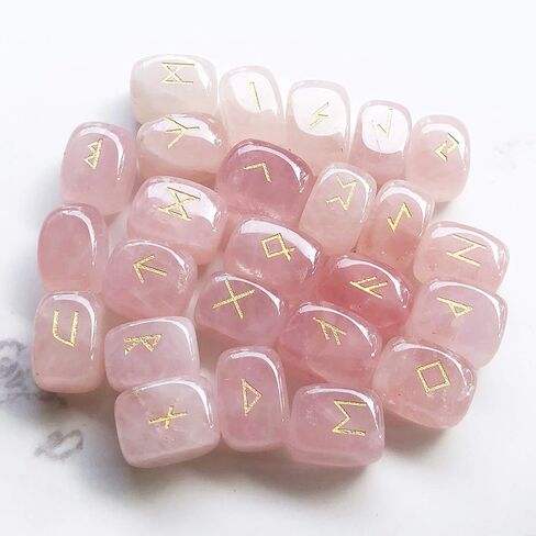 Natural Amethyst Futhark Viking Rune Stone Set, Engraved Letter Norse Witchcraft Healing Crystal Reiki Gemstones Irregular Shaped, 25Pcs in Kuwait