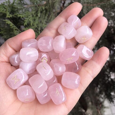 Natural Amethyst Futhark Viking Rune Stone Set, Engraved Letter Norse Witchcraft Healing Crystal Reiki Gemstones Irregular Shaped, 25Pcs in Kuwait