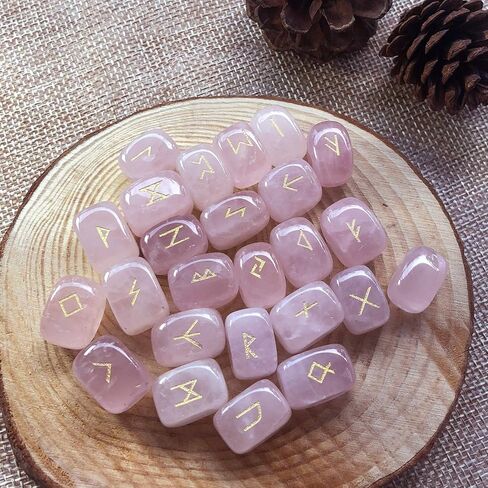 Natural Amethyst Futhark Viking Rune Stone Set, Engraved Letter Norse Witchcraft Healing Crystal Reiki Gemstones Irregular Shaped, 25Pcs in Kuwait