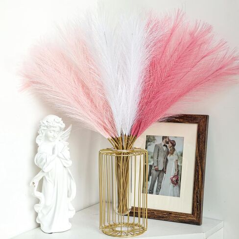 CEWOR 36pcs Faux Pampas Grass, 21" Pampas Grass Boho Home Decor, Artificial Tall Pampas Grass for Short Vase Filler Room Decoration, Wedding Centerpieces Party Decorations in Saudi Arabia