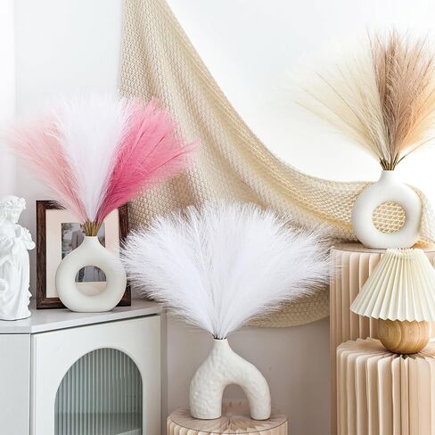 CEWOR 36pcs Faux Pampas Grass, 21" Pampas Grass Boho Home Decor, Artificial Tall Pampas Grass for Short Vase Filler Room Decoration, Wedding Centerpieces Party Decorations in Saudi Arabia
