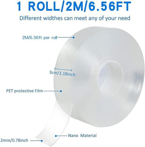 Sofini Double Sided Adhesive Tape Household Multi-Purpose Removable Installation Tape, Used for Poster Carpet Tape, Reusable Solid Wall Tape, Transparent Adhesive in Saudi Arabia