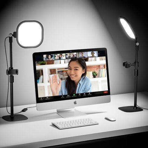 Video Conference Light for Zoom Meeting, Desk Light with Stand and Phone Holder, Laptop Light for Webcam Lighting/Video Calls Working from Home in Saudi Arabia