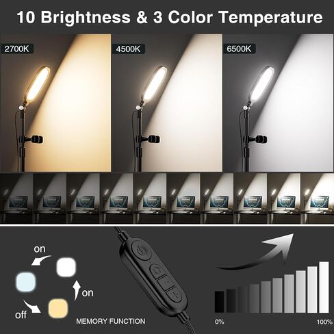 Video Conference Light for Zoom Meeting, Desk Light with Stand and Phone Holder, Laptop Light for Webcam Lighting/Video Calls Working from Home in Saudi Arabia