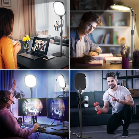 Video Conference Light for Zoom Meeting, Desk Light with Stand and Phone Holder, Laptop Light for Webcam Lighting/Video Calls Working from Home in Saudi Arabia