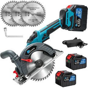 6" Cordless Circular Saw,6900 RPM Power Wood Saw with 2 X 6.0Ah Batteries, 6" Alloy Blade, 2.2"(90°)1.5"(45°) Max Cutting Depth,Portable Table Saw for Wood,Home Renovation in Kuwait