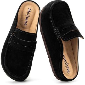 Genuine Leather Clogs for Women's Cork Footbed Sandals Leather Mules Memory Foam Arch Support Cork Footbed Black Shoes with Arch Support in Kuwait