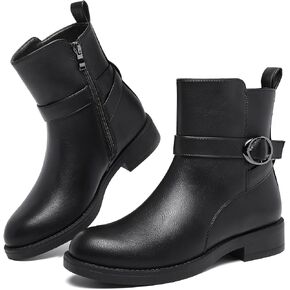 Women's Mid Ankle Booties for Fall Winter Chunky low heel Snow Wear Zipper | Leather & Suede Mid Calf Comfort Round Toe Soft Lining Boots Zipper Buckle work Daily Travel Business Gifts Four Seasons in Saudi Arabia
