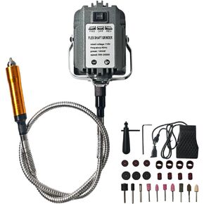 1000W Flex Shaft Rotary Tool with 500-30000RPM Hanging Grinder | 1000W power motor, 500-30000RPM speed, stepless foot pedal control, metal flexible shaft, jewelry craft grinding kit in Kuwait
