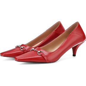 Women's Kitten Heels with Buckle Closed Square Toe Pumps Slip on Formal Dress Shoes for Work Office Daily in Kuwait