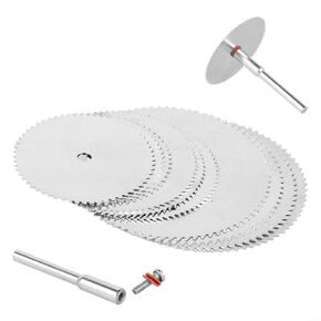 FABULETTA 11pcs Saw Blade Set Stainless Steel Cutting Disc for Rotary Tool Electric Grinding Wood Plastic PVC Pipe Silver 22mm 25mm 32mm with Rod Power Tool Accessories in Saudi Arabia