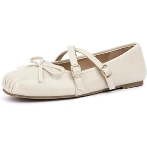 Women Square Toe Ballet Flats Mary Janes Ballerina Shoes Ballet Flats | Satin Ballet Flats for Women, Comfortable Flats,Buckle Mary Jnes Flats,Closed Toe Dressy Office Shoes in Saudi Arabia