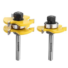 BAIDETS 1/4" Tongue and Groove Router Bits - Set of 2Pcs 1/4 Inch Shank Router Bit Set 3 Teeth Adjustable T Shape Wood Milling Cutter in Kuwait