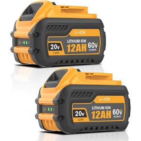 Upgraded 12000mAh Replacement for dewalt flexvolt 20v/60v Max battery Compatible with Dewalt 20/60 Volt 12.0Ah Battery DCB609 DCB606 DCB612 DCB200 DCB201 DCB203 DCB204 DCB206 Cordless Tools,2Packs in Kuwait