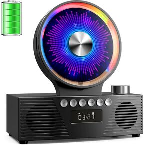 Kogoda Desktop CD Player Portable with Bluetooth,Dual Stereo Speakers, CD Music Player for Home with Remote Control,Dust Cover,FM Radio,LED Screen,3.5mm Jack AUX Input Output,White,Gift in Kuwait