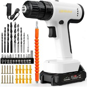 21V Cordless Drill Set, 3/8" Chuck, 27 PCS - White | 21V Cordless Drill 27 PCS Drill Set 3/8" Keyless Chuck 266 In-lb Torque 25+1 Clutch Settings in Kuwait