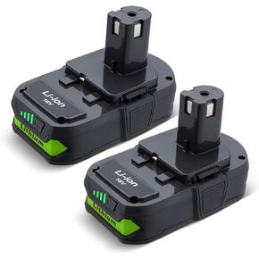 LORDONE 3000mAh P108 Replacement Battery for Ryobi 18V,2 Pack | Compatible with Ryobi 18V Lithium Battery ONE+ P102 P103 P104 P105 P107 P108 P109 Cordless Tool in Kuwait