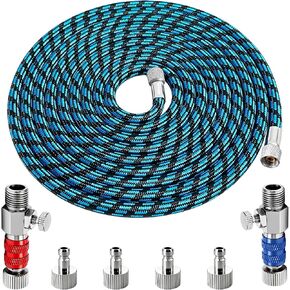 DEELEDM 1/8" Airbrush Quick Connect with 10ft Hose & 4 Male Connectors | Adjustable pressure hose adapter, blue spray hose, quick release design for airbrushing, model painting & DIY crafts in Kuwait