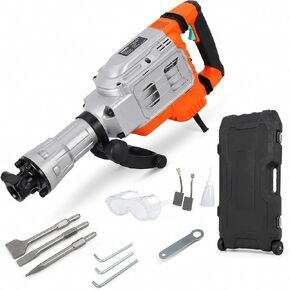 1700W Electric Demolition Jack-Hammer, 1900 BPM Heavy Duty Jack-Hammer Concrete Breaker with 60J Impact Energy & Anti-Vibration System, 360° Handle & Carrying Case, 3pcs Chisels in Saudi Arabia