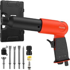 Proster 3500 BPM Air Hammer Kit Quick Change Pneumatic Hammer 5Chisels+Case | 190mm 350N Impact Force Cutting Scraping Bushing Panel Quick-change Retainer Shock-absorbing Grip Alloy Steel Barrel in Kuwait