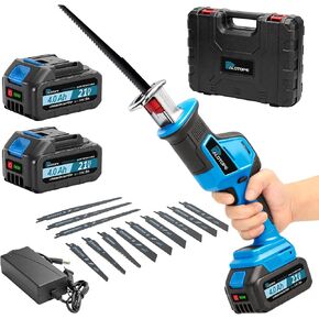Cordless Reciprocating Saw,Electric Saw with 2 X 4.0Ah Batteries, Handheld Brushless Motor Saw Lightweight with Variable Speed 0-3500 SPM,12 Blades,Cordless Saw for Cutting Wood PVC Pipe in Kuwait