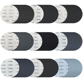90 Pcs 6 Inch Sanding Discs Wet Dry Sandpaper Hook and Loop,320 400 600 800 1000 1500 2000 3000 5000 Grit Assortment Silicon Carbide Orbital Sander Sandpaper for Automotive Wood Metal Glass Polishing in Saudi Arabia