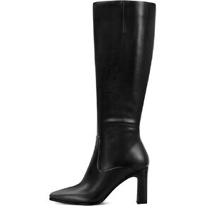 Knee High Boots for Women Square Toe Chunky High Heeled Tall Boots Fashion Side Zipper Long Boots Black Size US6.5 in Saudi Arabia