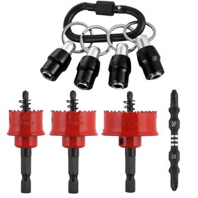 4PCS Bi-Metal Impact Hole Saw Kit for Wood, Drywall, PVC and Thin Metal | Includes 3 Saw Blades(7/8", 1-1/8", 1-3/8") & 1 Double Ended Screwdriver Bit, Easy Chip Removal, Smooth, Fast & Clean Cut in Kuwait