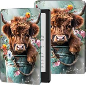 Case for 7" All-New Kindle Paperwhite (12th Generation, 2024) and Kindle Colorsoft Signature Edition Slim Lightweight PU Leather Adjustable Smart Shell Cover with Auto Wake/Sleep, Dinosaur Space-Man in Saudi Arabia