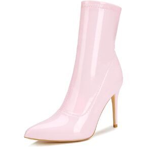 CAMSSOO Women's Pointed Toe Stiletto Heel Ankle Boots Side Zipper Booties | Suede 4" Heels Sock Boots, Non-Slip Outsole, Comfy Sexy Appeal Perfect for Evening Parties, Clubs or Dates. in Saudi Arabia