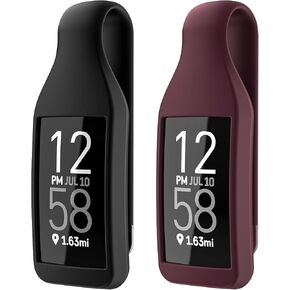 2-Pack Clip Holder for Fitbit Charge 3/4 Silicone Case Accessory, Black+Black in Saudi Arabia
