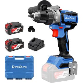 Dong Cheng 20V Brushless Hammer Drill, 1416in-lbs, 2 x 4.0Ah Battery, 1/2" Keyless Metal Chuck, 19+1+1 Clutch, Cordless Heavy-Duty Drill for Drilling Brick Wall, Metal, Wood in Kuwait