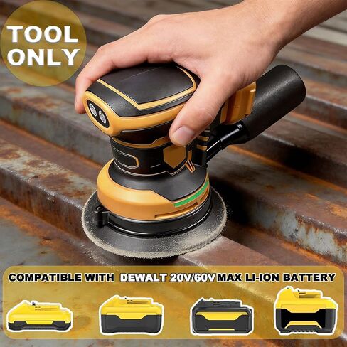 Brushless Cordless Random Orbital Sander Compatible for Dewalt 20v/60v Battery, Electric Palm Orbital Sander With Dust Collector, 6 Variable Speeds, 20Pcs Sandpaper For Sanding Woodworking(TOOL ONLY） in Kuwait