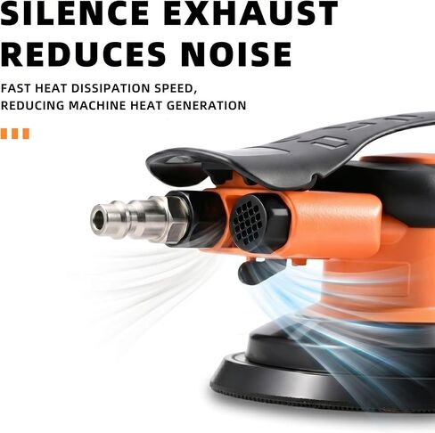 5-inch Pneumatic Random Orbital Sander Set, Dual-Action (DA) Pneumatic Handheld Sander, Low-Noise, Low-Vibration, Suitable for Auto Body Repair, Car Detailing, Woodworking, and Metalworking in Kuwait