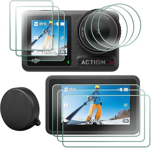 FiTSTILL Tempered Glass Screen Protector Film Only for DJI OSMO Action 3Camera Front and Back Screen Protector Lens Film Foil+Lens protection cover for DJI OSMO Action3 Camera Accessory in Saudi Arabia