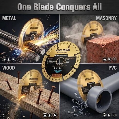 4.5 Inch Diamond Saw Blades for Angle Grinder, Multi Material Cutting Disc | 4 PCS Heavy Duty Diamond Cutting Wheel with Cooling Holes for Ultra-Thin, Precise Cuts on Metal, Tile, Stone, and Plastic in Kuwait