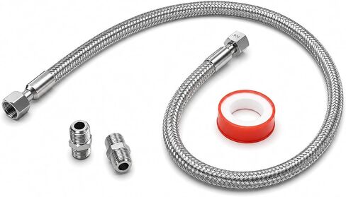 1/2" NPT Male x 40" Air Compressor Jumper Hose, 870 PSI Flexible Stainless Steel Compressor Lead-In Hose with Corrugated Core, Braided Sleeve and Removable Male Fittings in Kuwait