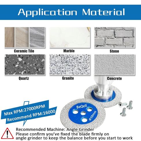 Diamond Mini Engraving Saw Blade,BeQell 5pcs 2" Mini Cutting Disc with 1pc 5/8''-11 Thread Flange for Marble Granite Stone Porcelain Tile Ceramic (50mm) in Kuwait