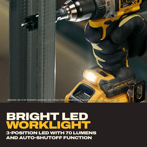 DEWALT Drill Set 20V MAX XR, 1/2 in. Brushless Cordless Drill Driver Kit With 5AH POWERSTACK Battery and Charger, LED Light, Dual Speed (DCD801H1) in Kuwait